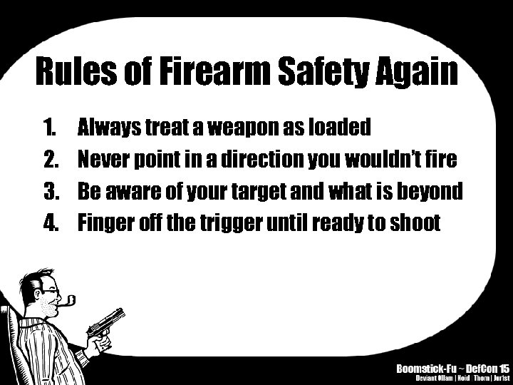 Rules of Firearm Safety Again 1. 2. 3. 4. Always treat a weapon as