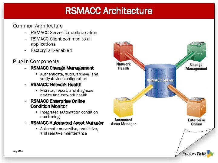 RSMACC Architecture Common Architecture – RSMACC Server for collaboration – RSMACC Client common to