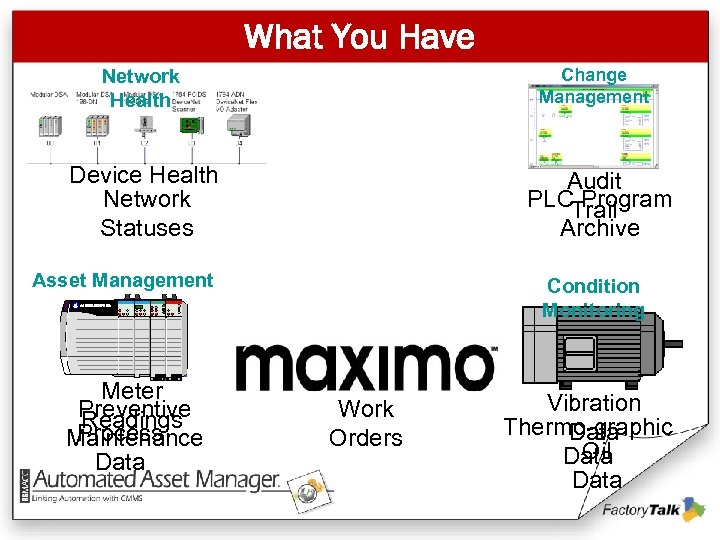 What You Have Change Management Network Health Device Health Network Statuses Audit PLCTrail Program