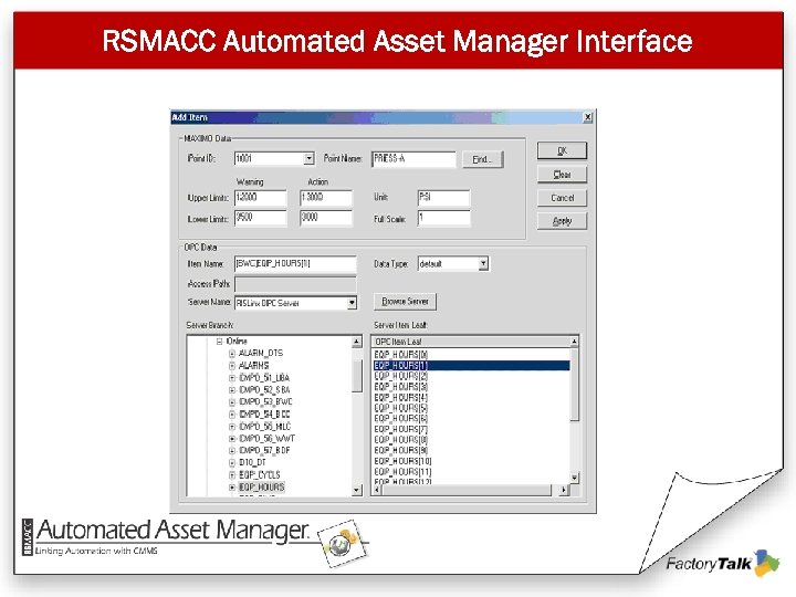 RSMACC Automated Asset Manager Interface 