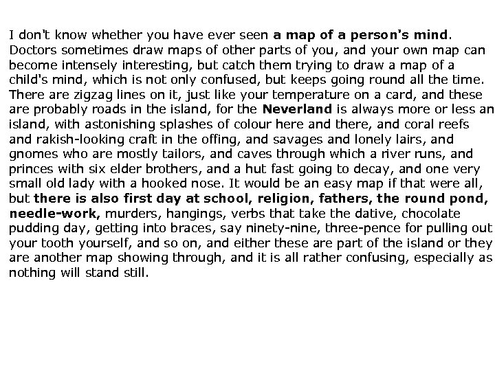 I don't know whether you have ever seen a map of a person's mind.