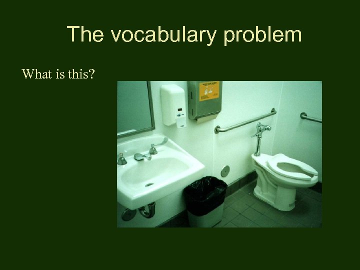 The vocabulary problem What is this? 