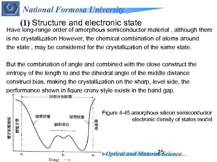National Formosa University (1) Structure and electronic state Have long-range order of amorphous semiconductor