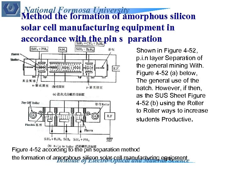 National Formosa University Method the formation of amorphous silicon solar cell manufacturing equipment in