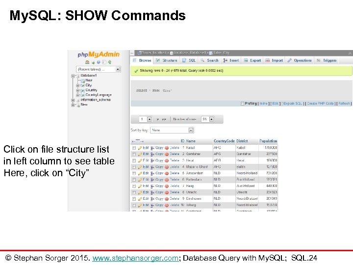 My. SQL: SHOW Commands Click on file structure list in left column to see