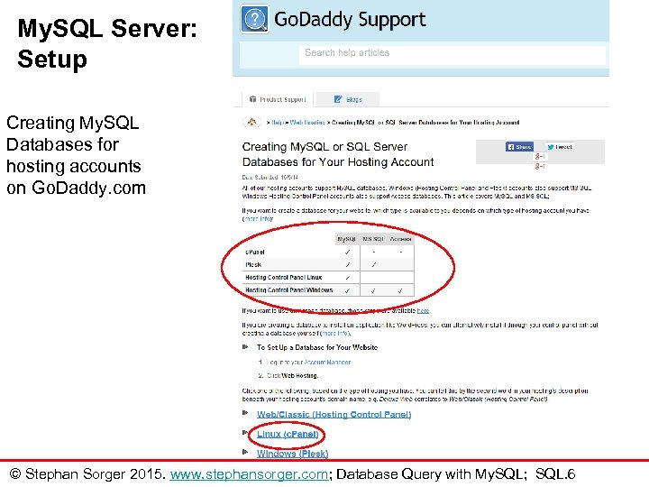 My. SQL Server: Setup Creating My. SQL Databases for hosting accounts on Go. Daddy.