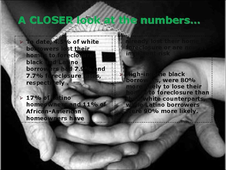 A CLOSER look at the numbers… Ø Ø To date, 4. 5% of white