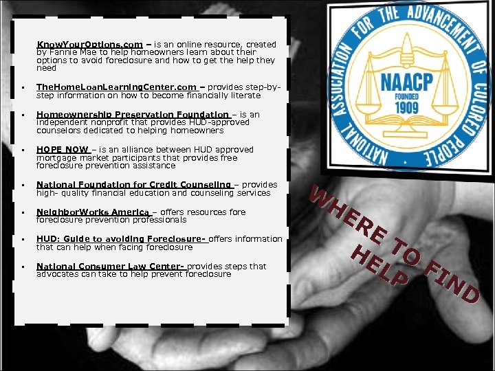 Know. Your. Options. com – is an online resource, created by Fannie Mae to