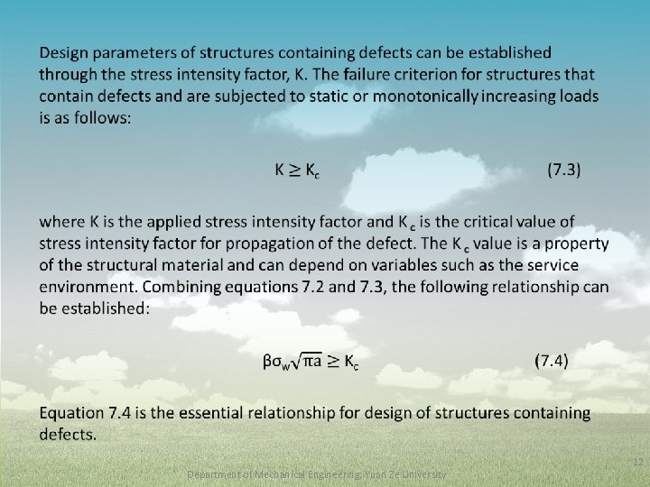  • Department of Mechanical Engineering, Yuan Ze University 12 