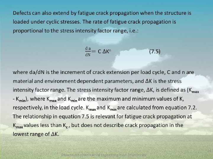 • Department of Mechanical Engineering, Yuan Ze University 14 