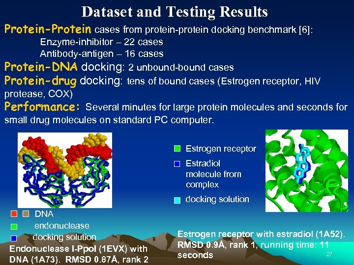 Dataset and Testing Results Protein-Protein cases from protein-protein docking benchmark [6]: Enzyme-inhibitor – 22