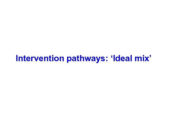 Intervention pathways: ‘Ideal mix’ 