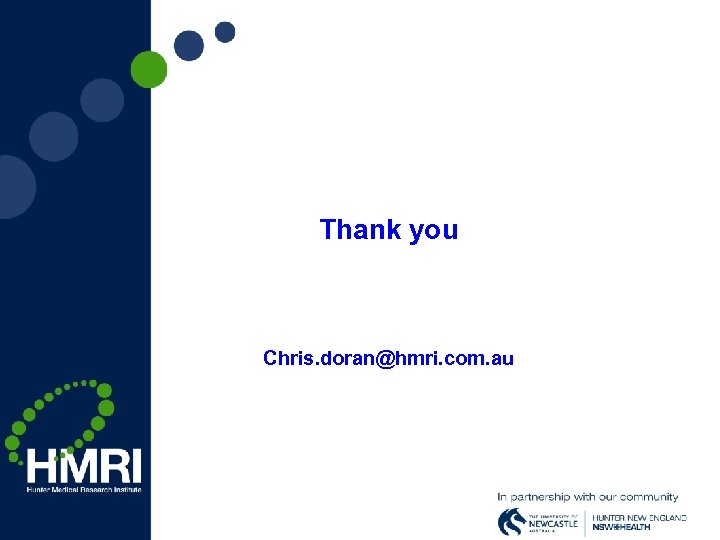 Thank you Chris. doran@hmri. com. au 