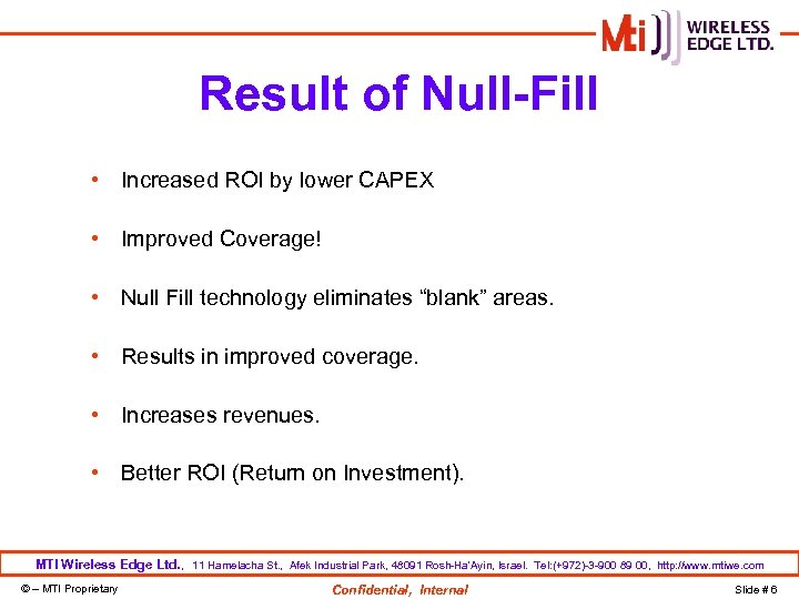 Result of Null-Fill • Increased ROI by lower CAPEX • Improved Coverage! • Null