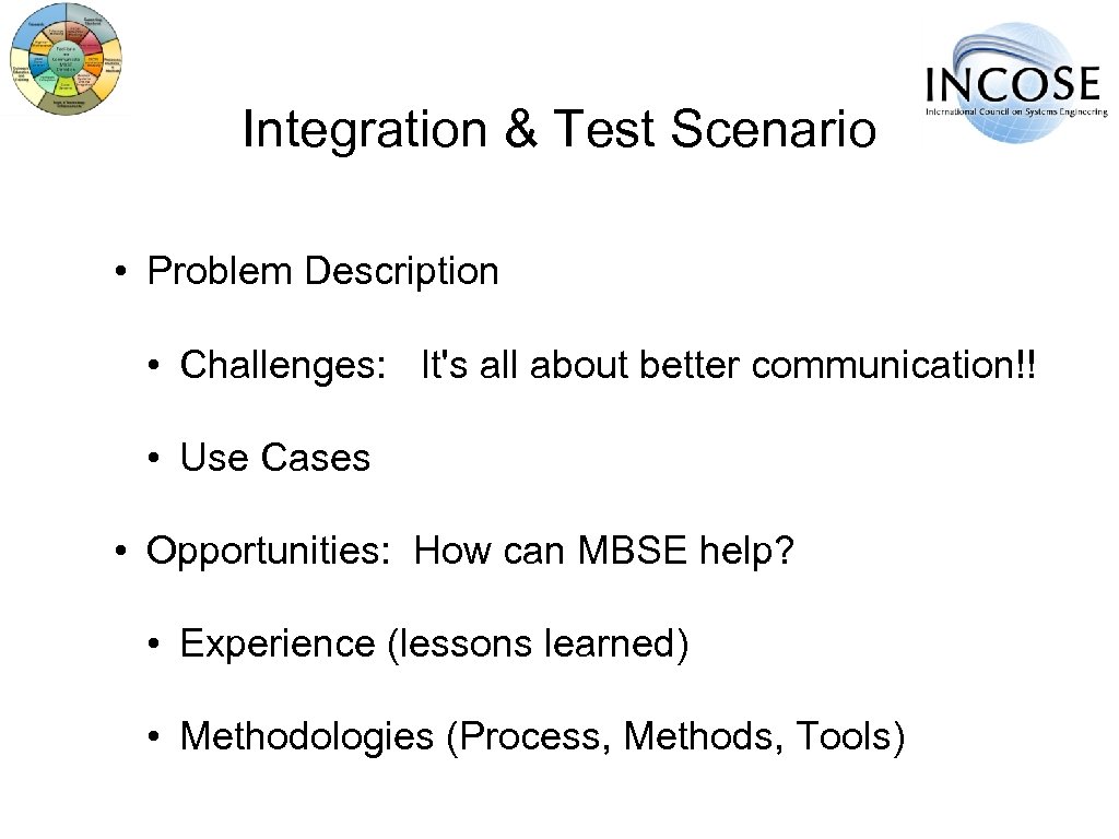 Integration & Test Scenario • Problem Description • Challenges: It's all about better communication!!