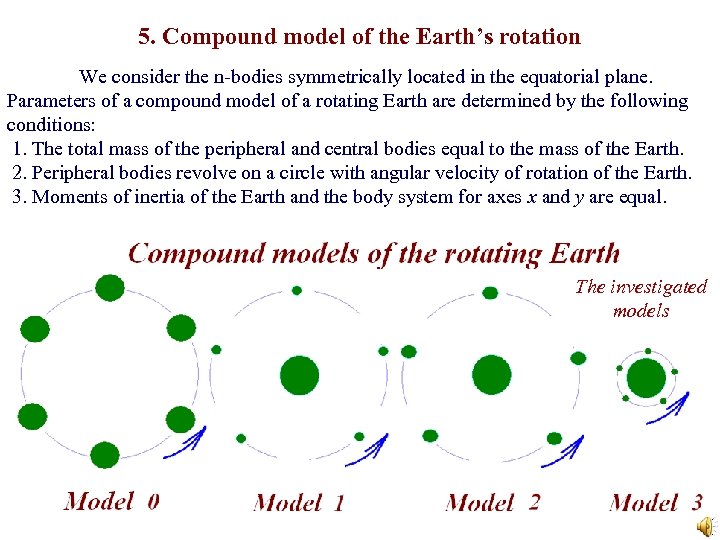 5. Compound model of the Earth’s rotation We consider the n-bodies symmetrically located in