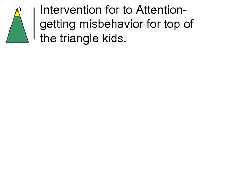 Intervention for to Attentiongetting misbehavior for top of the triangle kids. 