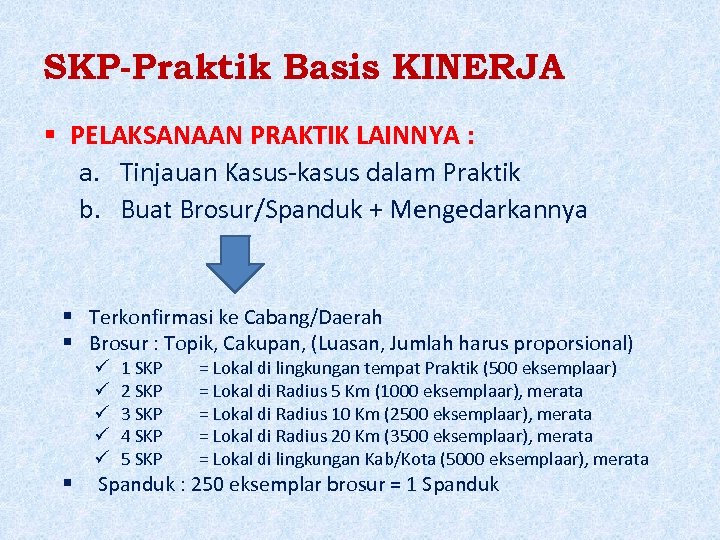 SKP-Praktik Basis KINERJA PELAKSANAAN PRAKTIK LAINNYA : a. Tinjauan Kasus-kasus dalam Praktik b. Buat