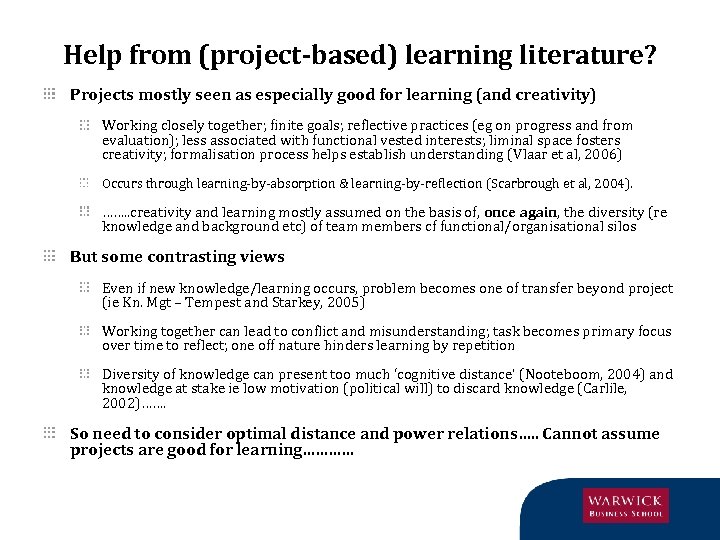 Help from (project-based) learning literature? Projects mostly seen as especially good for learning (and