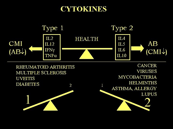 CYTOKINES Type 1 CMI (AB ) IL 2 IL 12 IFN TNF RHEUMATOID ARTHRITIS