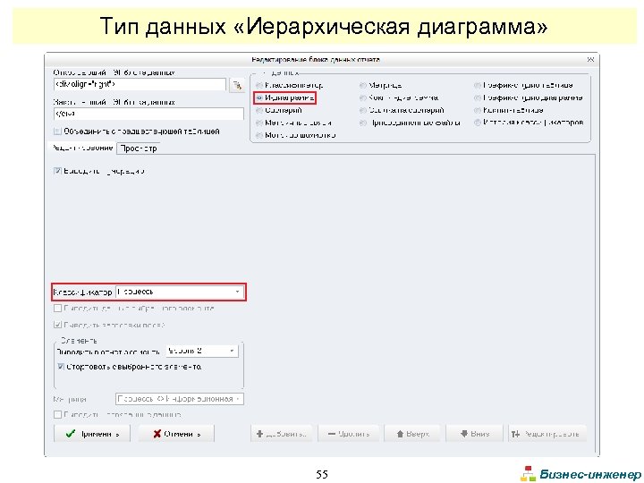 Тип данных «Иерархическая диаграмма» 55 Бизнес-инженер 