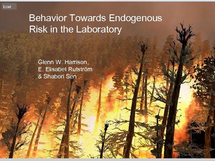 Behavior Towards Endogenous Risk in the Laboratory Glenn W. Harrison, E. Elisabet Rutström &