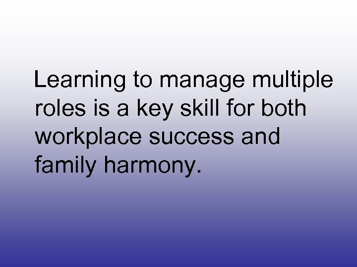 Learning to manage multiple roles is a key skill for both workplace success and