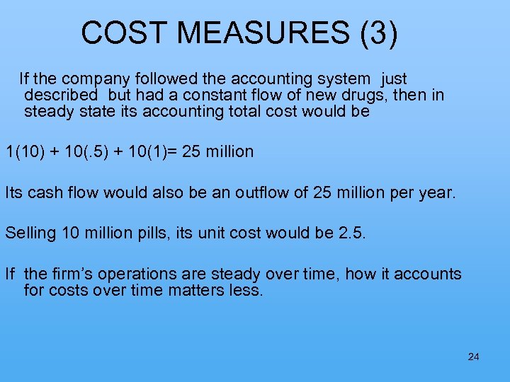 COST MEASURES (3) If the company followed the accounting system just described but had
