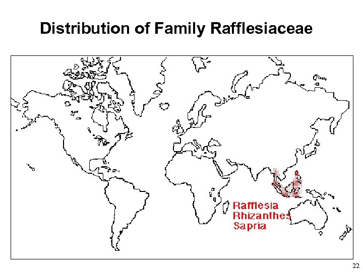 Distribution of Family Rafflesiaceae 22 