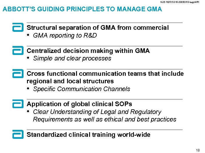 NJE-192515. 016 -20050310 -sugn. HR 1 ABBOTT’S GUIDING PRINCIPLES TO MANAGE GMA Structural separation