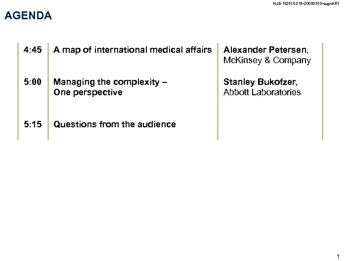 NJE-192515. 016 -20050310 -sugn. HR 1 AGENDA 4: 45 A map of international medical