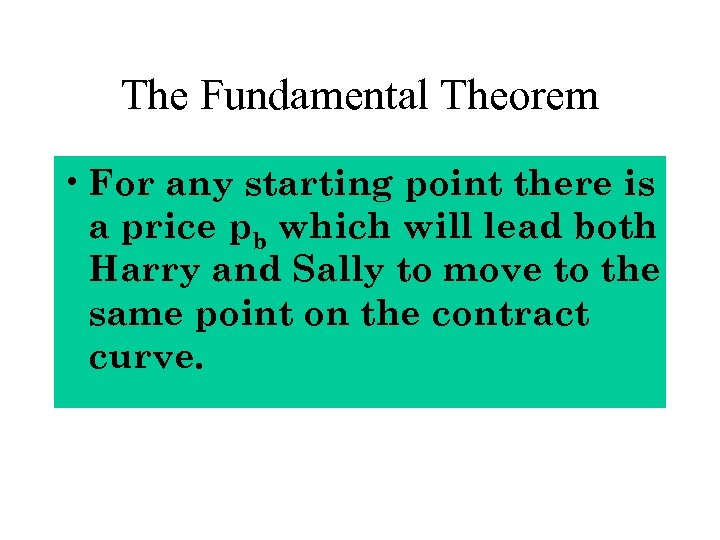 The Fundamental Theorem • For any starting point there is a price pb which