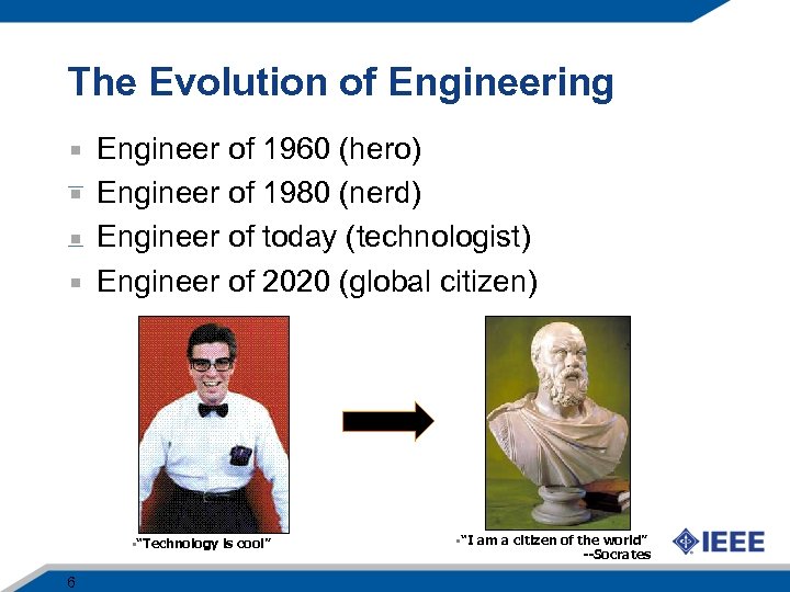 The Evolution of Engineering Engineer of 1960 (hero) Engineer of 1980 (nerd) Engineer of