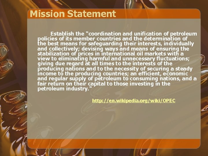 Mission Statement Establish the 