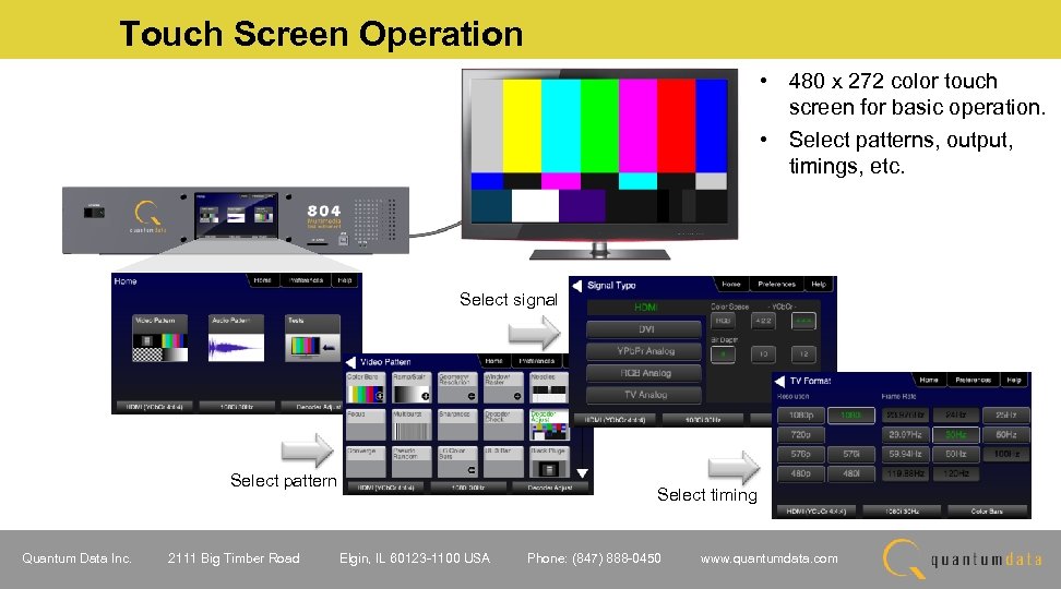 Touch Screen Operation • 480 x 272 color touch screen for basic operation. •