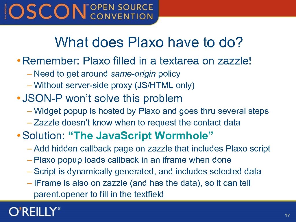 What does Plaxo have to do? • Remember: Plaxo filled in a textarea on