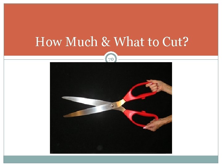 How Much & What to Cut? 70 