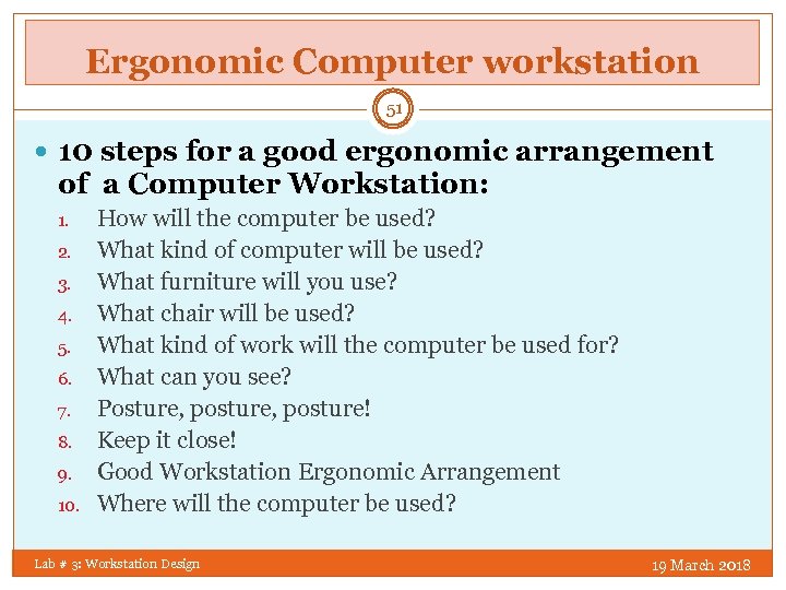 Ergonomic Computer workstation 51 10 steps for a good ergonomic arrangement of a Computer