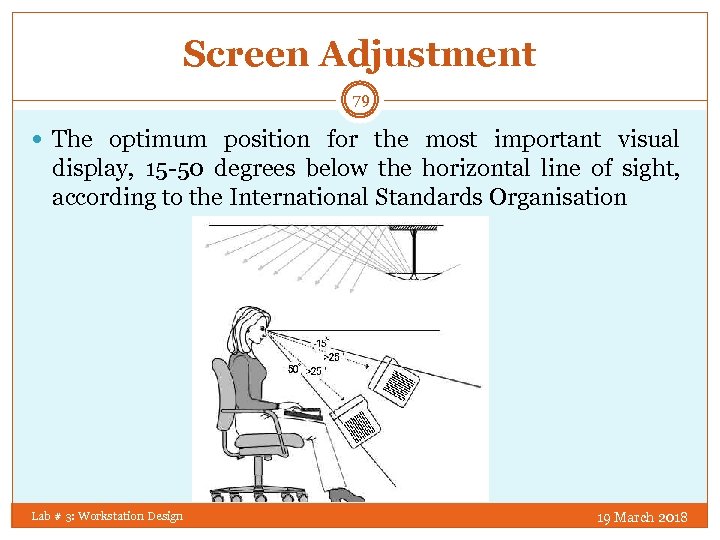 Screen Adjustment 79 The optimum position for the most important visual display, 15 -50