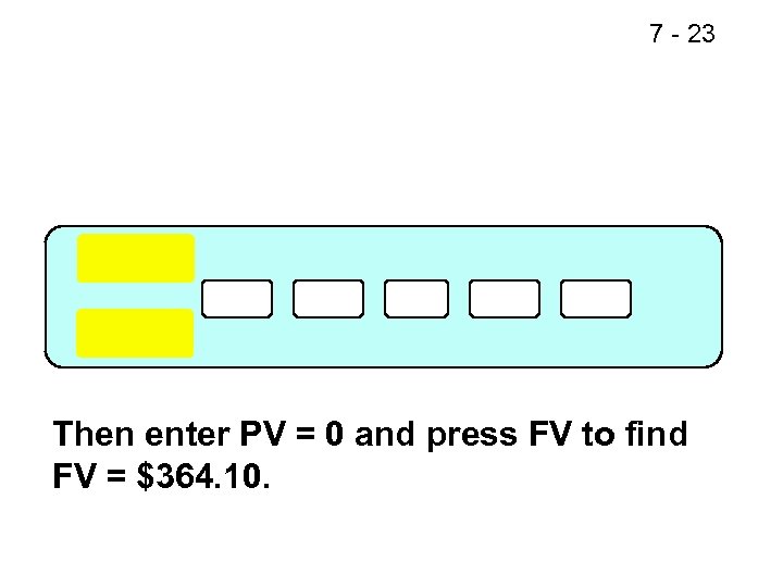 7 - 23 Then enter PV = 0 and press FV to find FV