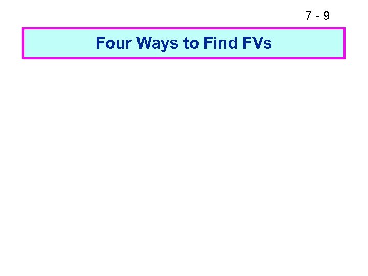 7 -9 Four Ways to Find FVs 