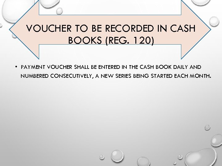 VOUCHER TO BE RECORDED IN CASH BOOKS (REG. 120) • PAYMENT VOUCHER SHALL BE