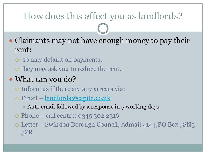 How does this affect you as landlords? Claimants may not have enough money to