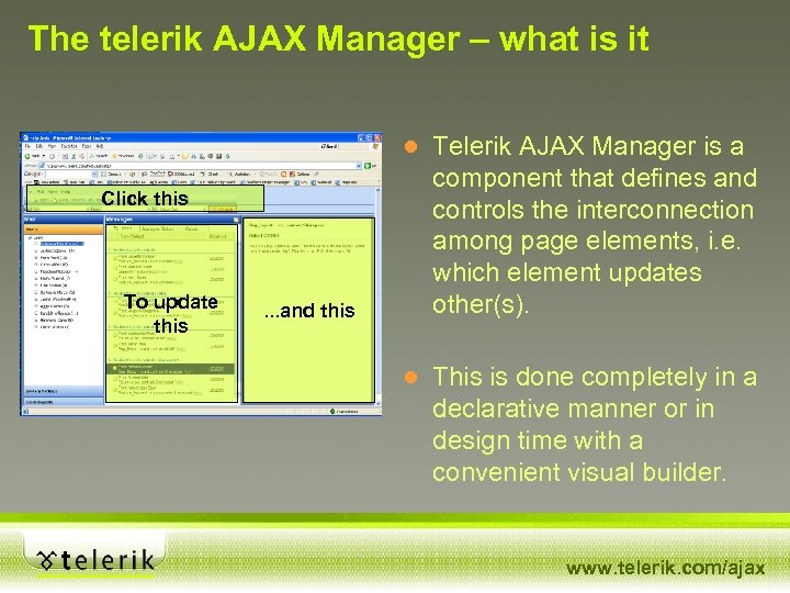 The telerik AJAX Manager – what is it Click this To update this .