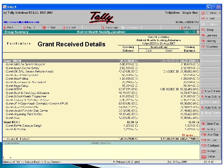 Grant Received Details 