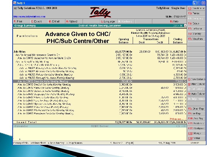 Advance Given to CHC/ PHC/Sub Centre/Other 