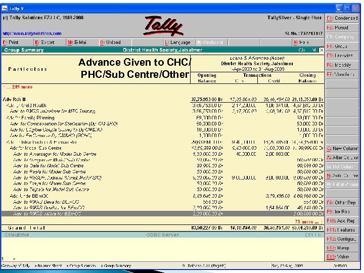Advance Given to CHC/ PHC/Sub Centre/Other 