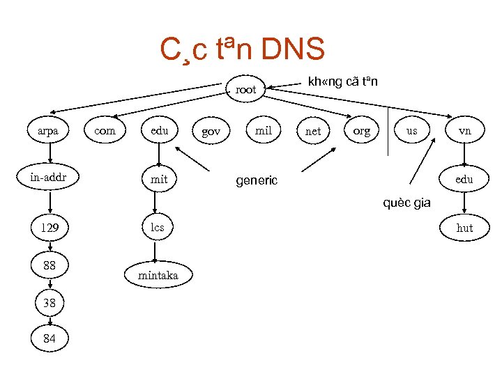 C¸c tªn DNS root arpa in-addr com edu mit gov mil kh «ng cã