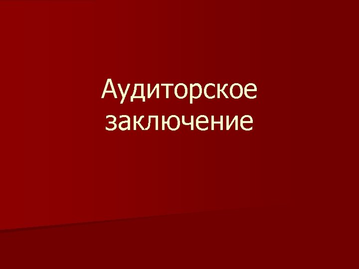 Аудиторское заключение 