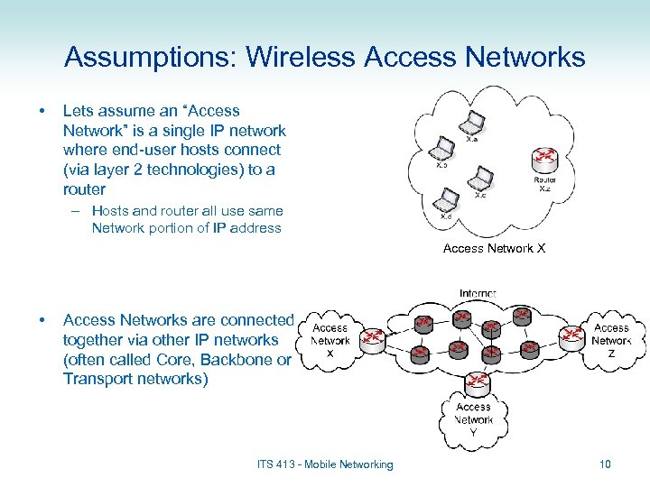 Assumptions: Wireless Access Networks • Lets assume an “Access Network” is a single IP